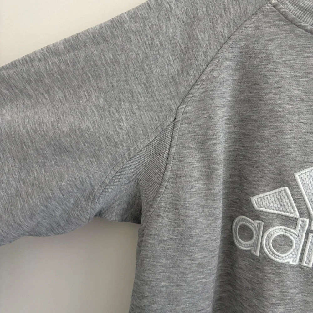 Adidas Mens Gray Embroidered Logo Raglan Sleeve Sweatshirt Large